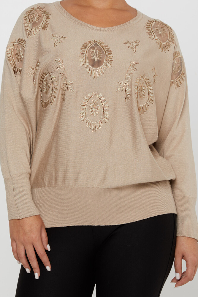 Strickpullover Tüll Langarm Beige - 30902 | KAZEE (4er-Set L-XL-2XL-3XL) - 3