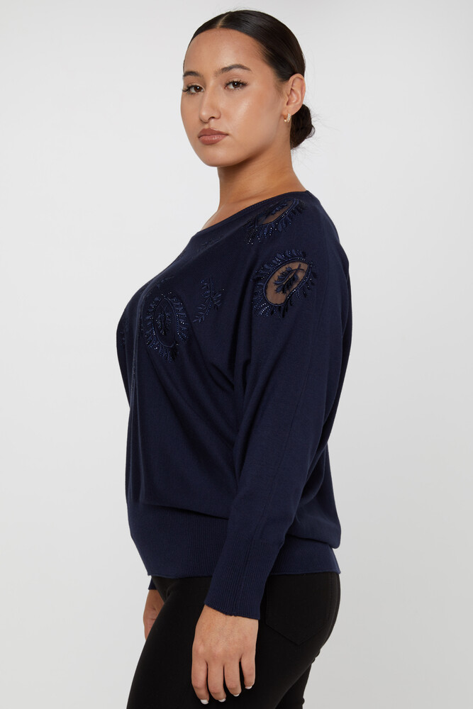 Strickpullover Tüll Langarm Marineblau - 30902 | KAZEE (4er-Set L-XL-2XL-3XL) - 2