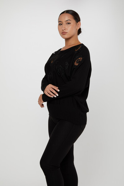 Strickpullover Tüll Langarm Schwarz - 30902 | KAZEE (4er-Set L-XL-2XL-3XL) 