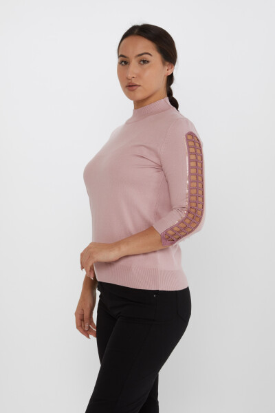 Strickpullover mit Fensterärmeln, Steinstickerei, Puder – 31245 | KAZEE (3er-Set M-L-XL) - 2