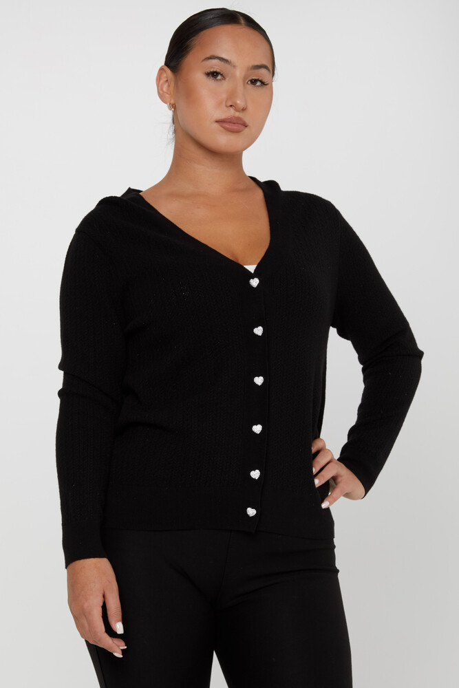 Strick-Cardigan mit Herz-Knöpfen, Stoned, Schwarz – 31052 | KAZEE (4er-Set L-XL-2XL-3XL) - 2