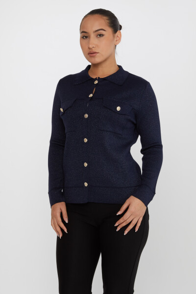 Strick-Cardigan mit Taschendetail und Knöpfen Marineblau – 30693 | KAZEE (4er-Set M-L-XL-2XL) - 2