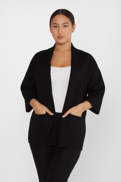 Strick-Cardigan mit Taschendetail, Schwarz – 30056 | KAZEE (3er-Set M-L-XL) 