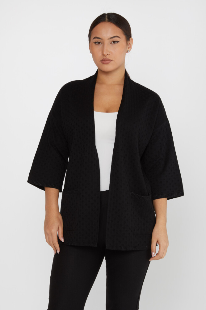 Strick-Cardigan mit Taschendetail, Schwarz – 30056 | KAZEE (3er-Set M-L-XL) - 2