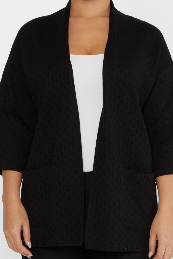 Strick-Cardigan mit Taschendetail, Schwarz – 30056 | KAZEE (3er-Set M-L-XL) - 3