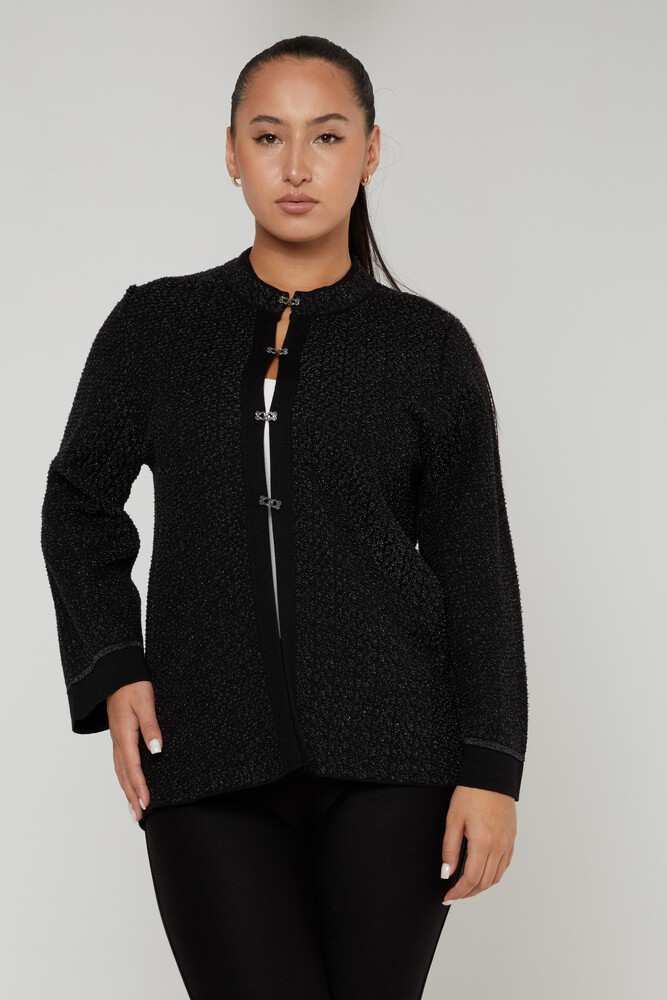 Strick-Cardigan Glitzer Übergang Langarm Schwarz - 30710 | KAZEE (4er-Set M-L-XL-2XL) - 1