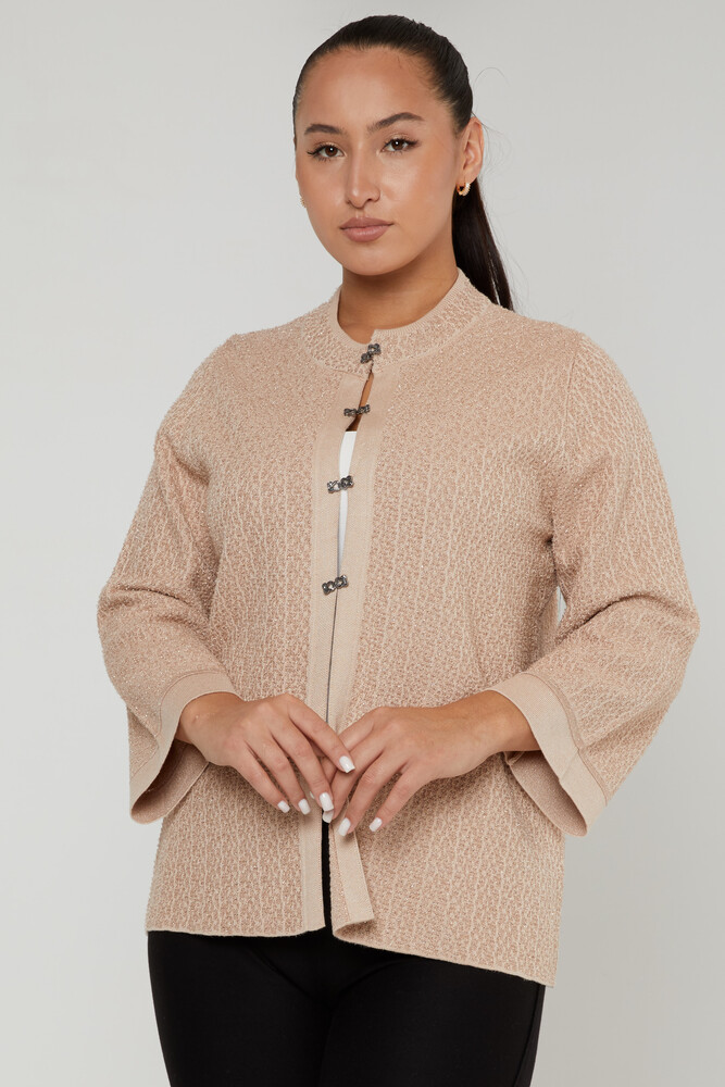 Strickjacke Glitzer Übergang Langarm Beige - 30710 | KAZEE (4er-Set M-L-XL-2XL) - 1