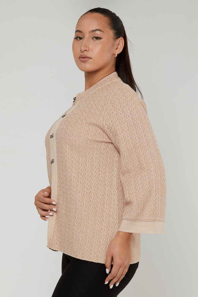 Strickjacke Glitzer Übergang Langarm Beige - 30710 | KAZEE (4er-Set M-L-XL-2XL) - 2