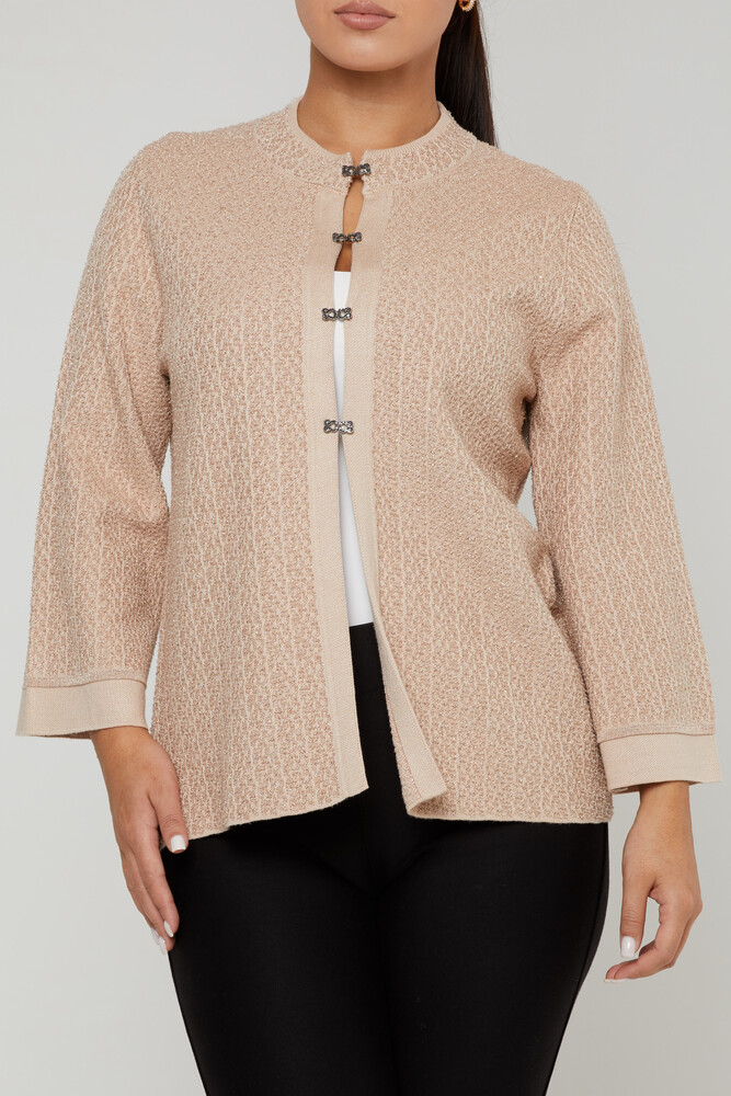 Strickjacke Glitzer Übergang Langarm Beige - 30710 | KAZEE (4er-Set M-L-XL-2XL) - 3