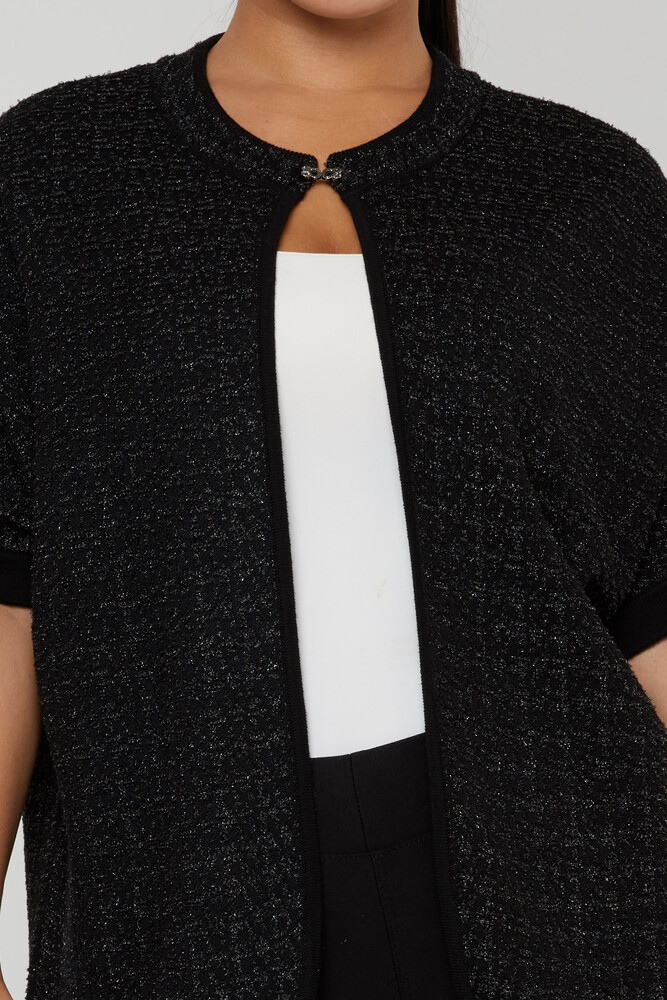 Strick-Cardigan mit Schnallendetail, Kurzarm Schwarz - 30708 | KAZEE (4er-Set M-L-XL-2XL) - 3