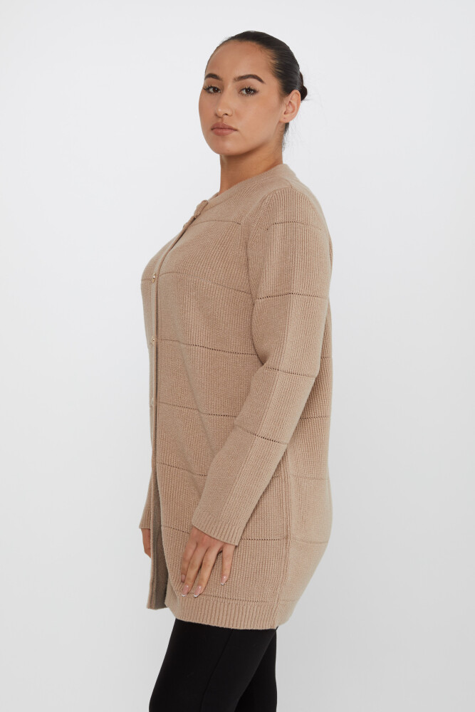 Strick-Cardigan mit Knopfdetail, perforiert, Beige – 30643 | KAZEE (3er-Set M-L-XL) - 2