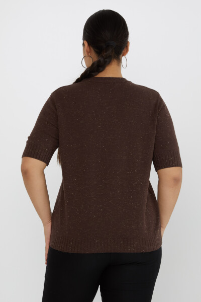 Strickpullover mit Herz-Logo, kurzärmelig, Braun – 31634 | KAZEE (3er-Set XL-2XL-3XL) - 4