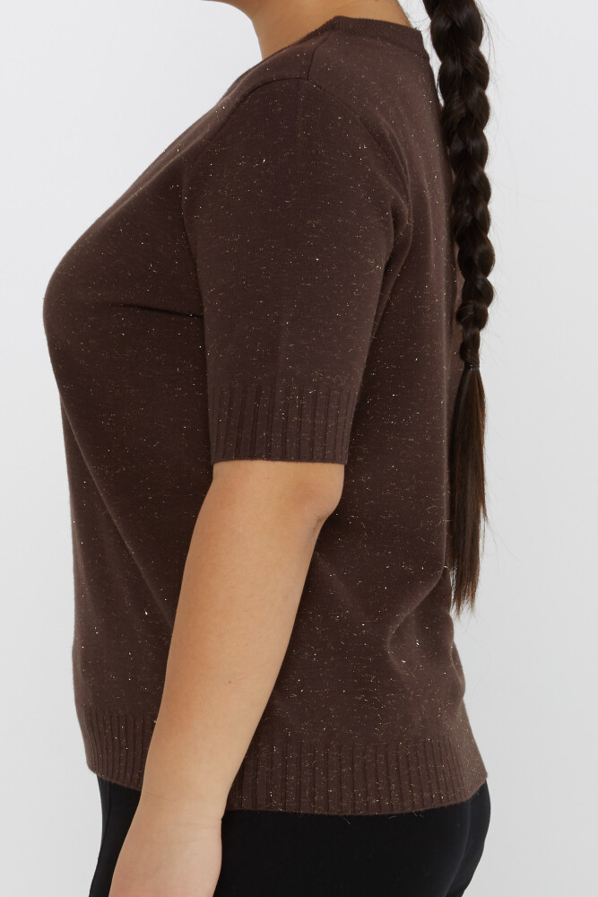 Strickpullover mit Herz-Logo, kurzärmelig, Braun – 31634 | KAZEE (3er-Set XL-2XL-3XL) - 3