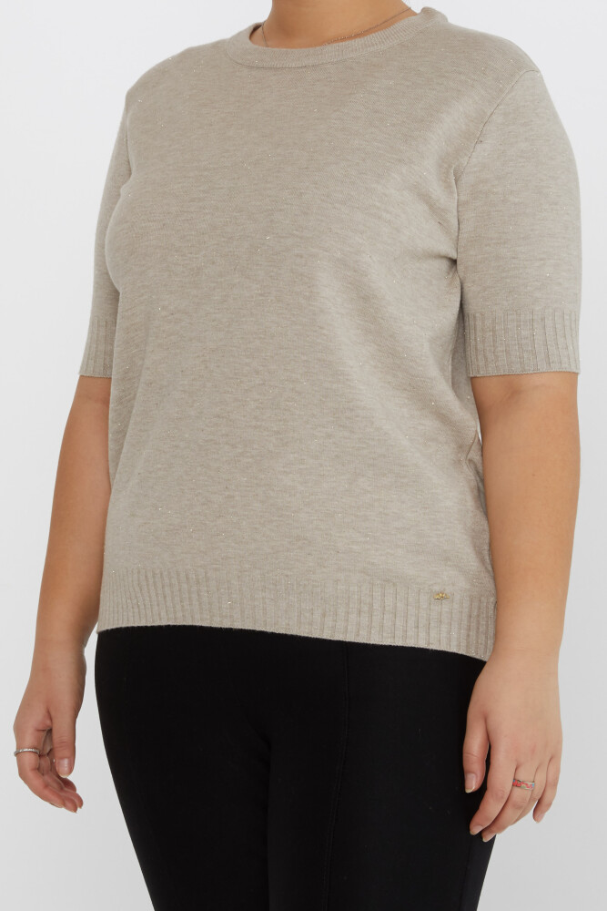 Strickpullover mit Herz-Logo, kurzärmlig, Nerz – 31634 | KAZEE (3er-Set XL-2XL-3XL) - 2