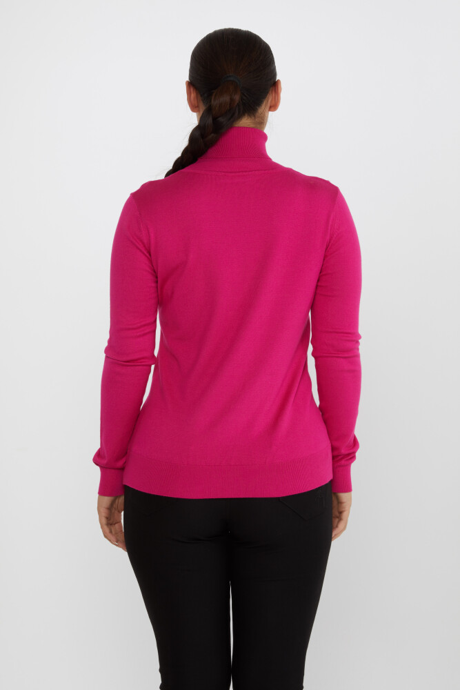 Strickpullover Langarm Rollkragen Fuchsia - 11122 | KAZEE (3er-Set S-M-L) - 5