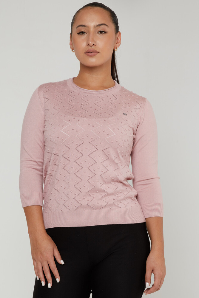 Strickpullover Langarm Rundhalsausschnitt Puder - 31239 | KAZEE (3er-Set M-L-XL) - 1