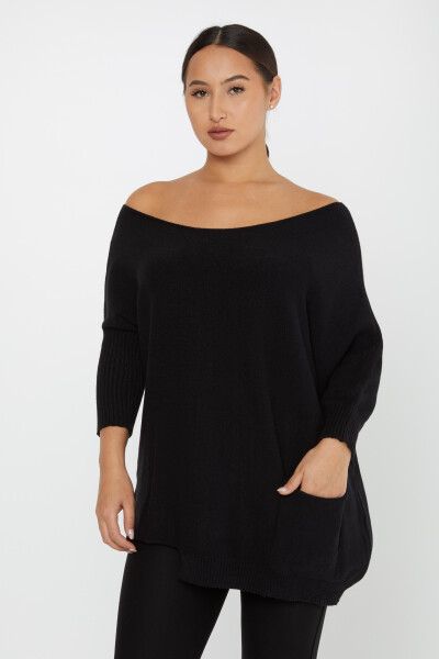 Strickpullover Off-the-Shoulder mit Taschen Schwarz - 30237 | KAZEE (3er-Set M-L-XL) - 2