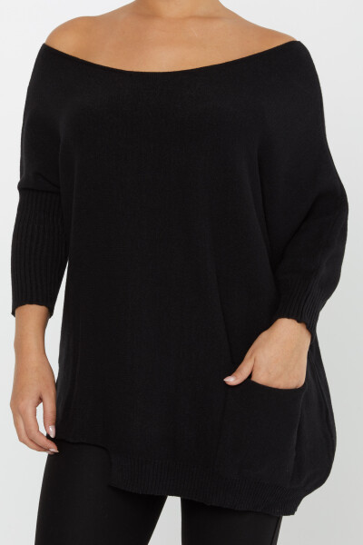 Strickpullover Off-the-Shoulder mit Taschen Schwarz - 30237 | KAZEE (3er-Set M-L-XL) - 3