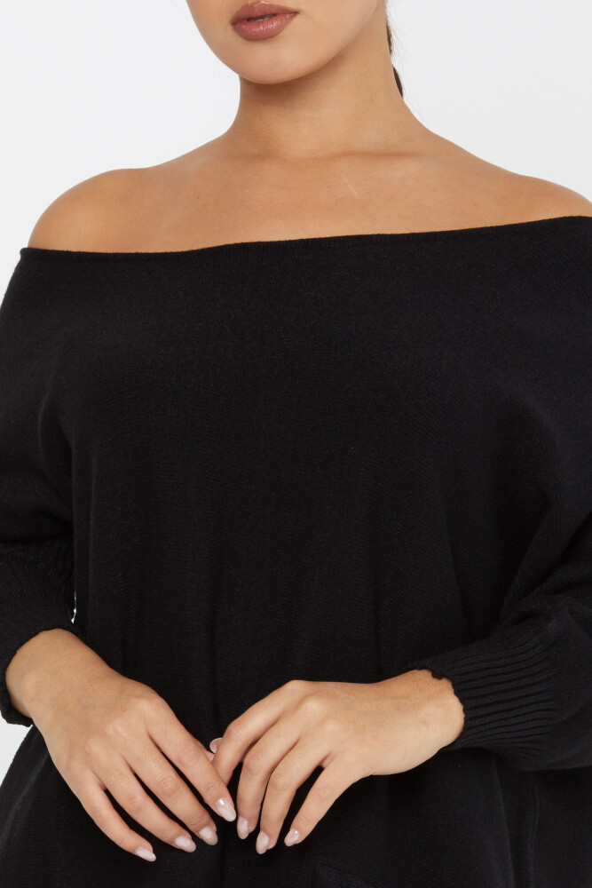 Strickpullover Off-the-Shoulder mit Taschen Schwarz - 30237 | KAZEE (3er-Set M-L-XL) - 5