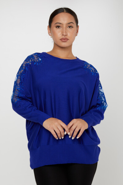 Strickpullover, Schulter, Tüll, gemusterte Ärmel, detaillierte Saks – 30767 | KAZEE (4er-Set L-XL-2XL-3XL) - 2