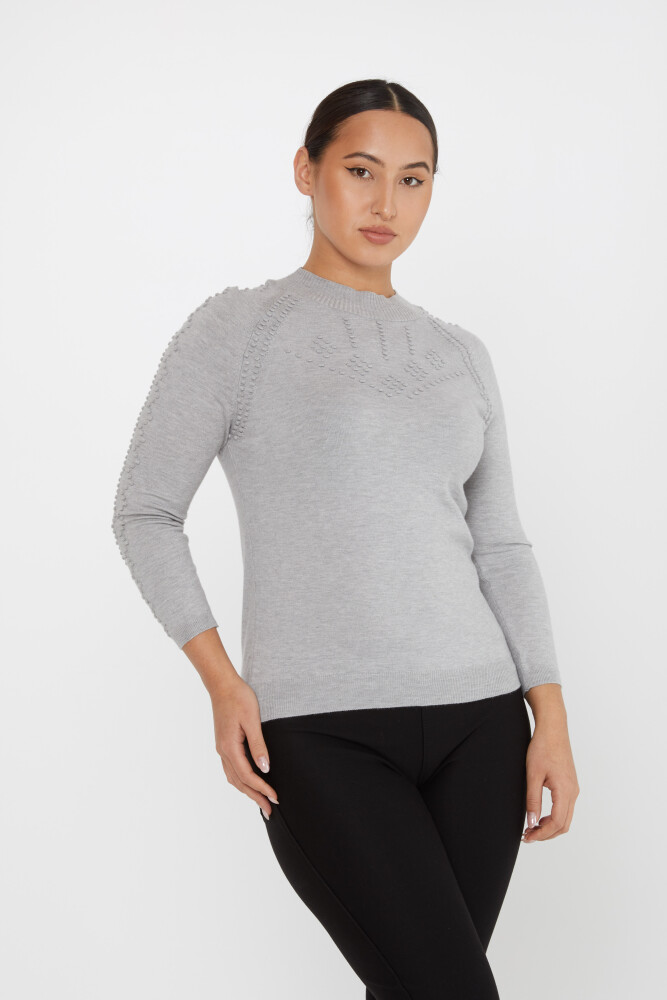 Strickpullover Selbstgewebter Stehkragen Grau - 31035 | KAZEE (3er-Set M-L-XL) - 1