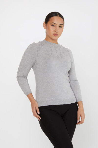 Strickpullover Selbstgewebter Stehkragen Grau - 31035 | KAZEE (3er-Set M-L-XL) 