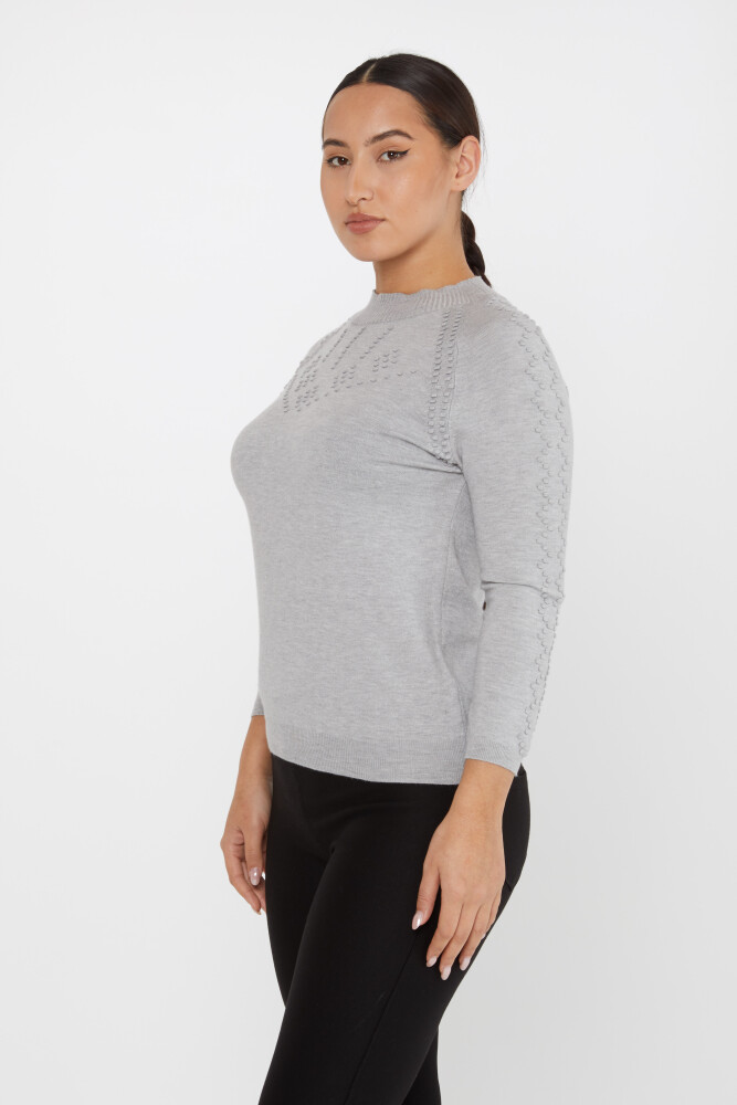 Strickpullover Selbstgewebter Stehkragen Grau - 31035 | KAZEE (3er-Set M-L-XL) - 2