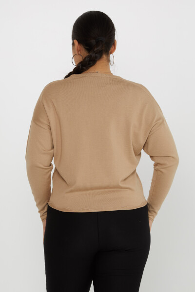 Strickpullover mit Stone-Stickerei, langärmelig, Beige – 31724 | KAZEE (3er-Set M-L-XL) - 4