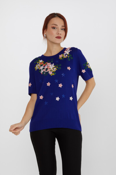 Strickpullover mit Steinstickerei und Blumenmuster – 16761 | KAZEE (4er-Set L-XL-2XL-3XL) 