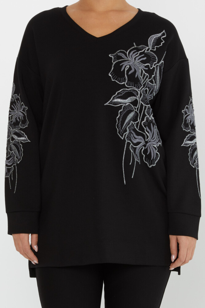 Sudadera Floral Bordada Negro - 17781 | KAZEE (Juego de 3 L-XL-2XL) - 3