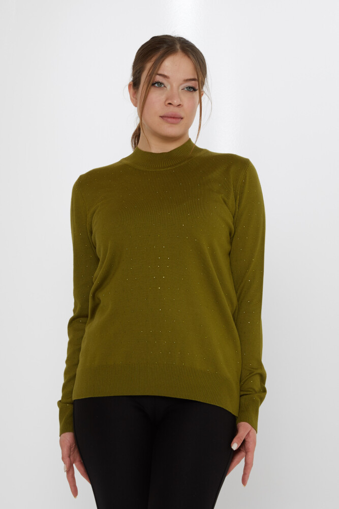 Suéter de punto con bordado de piedras verde oscuro - 31513 | KAZEE (Juego de 3 L-XL-2XL) - 2