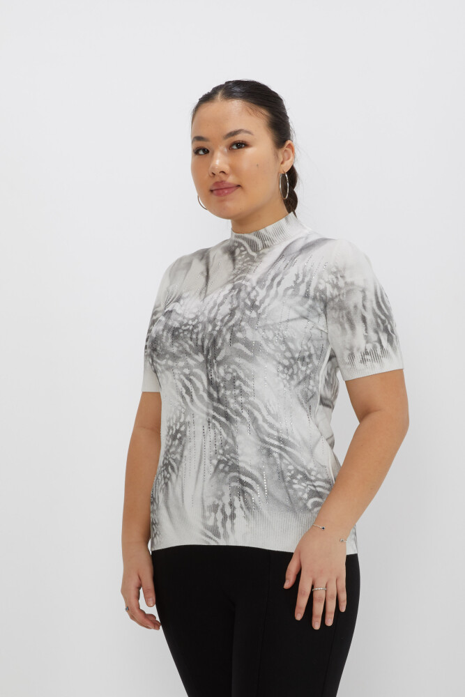 Suéter de punto con estampado batik en color crudo y gris - 31235 | KAZEE (Juego de 3 tallas M-L-XL) - 1