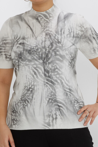 Suéter de punto con estampado batik en color crudo y gris - 31235 | KAZEE (Juego de 3 tallas M-L-XL) - 2