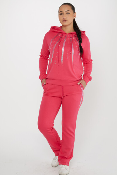 Ensemble de survêtement avec capuche brodée de pierres Fuchsia - 17597 | KAZEE (Lot de 4 M-L-XL-2XL) 