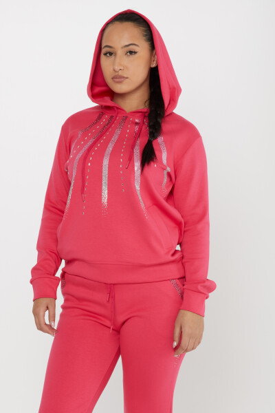 Ensemble de survêtement avec capuche brodée de pierres Fuchsia - 17597 | KAZEE (Lot de 4 M-L-XL-2XL) - 3