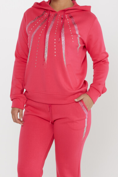 Ensemble de survêtement avec capuche brodée de pierres Fuchsia - 17597 | KAZEE (Lot de 4 M-L-XL-2XL) - 4