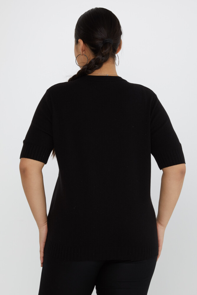 سترة تريكو سوداء مع شعار القلب - 31634 | كازي (مجموعة من 3 XL-2XL-3XL) - 4