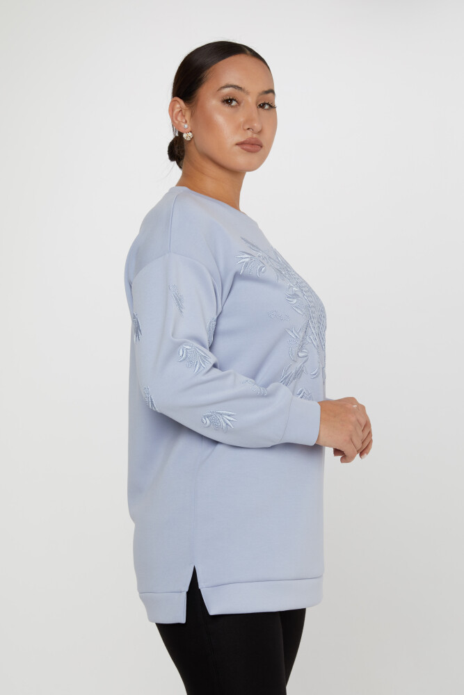 سويت شيرت تطريز منقوشة نعناع - 17849 | كازي (مجموعة من 3 L-XL-2XL) - 2