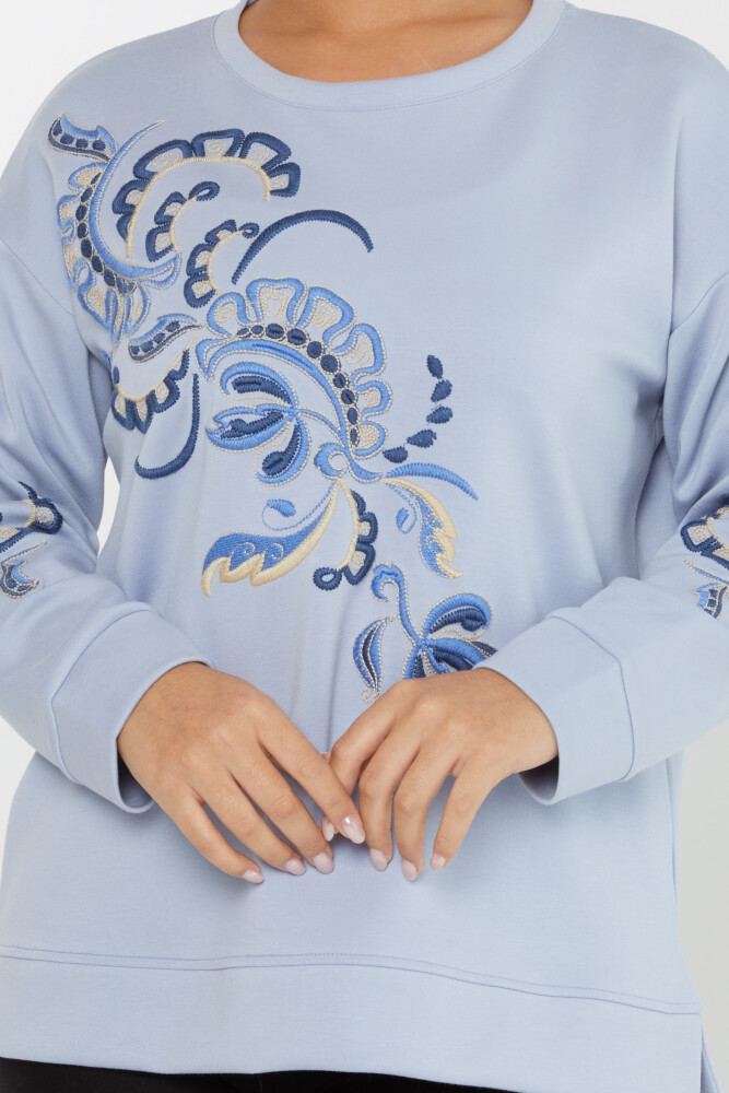 سويت شيرت أزرق بنمط التطريز - 17782 | كازي (مجموعة من 3 L-XL-2XL) - 3