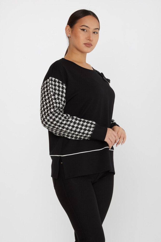 Broche de Sweat-shirt Motif damier détaillé Noir - 17797 | KAZEE (Lot de 3 L-XL-2XL) - 2