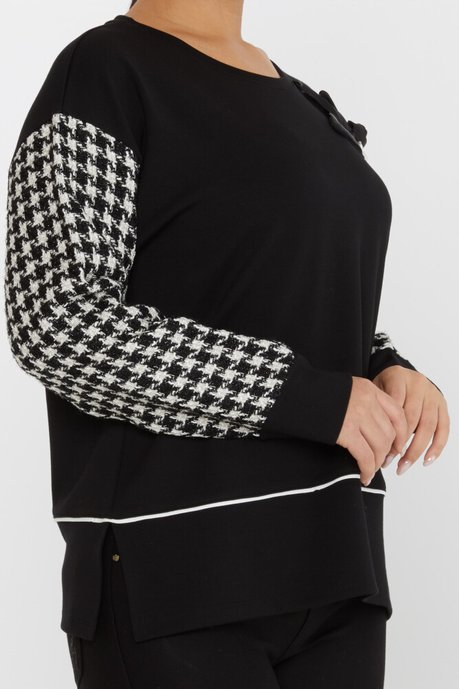 Broche de Sweat-shirt Motif damier détaillé Noir - 17797 | KAZEE (Lot de 3 L-XL-2XL) - 5