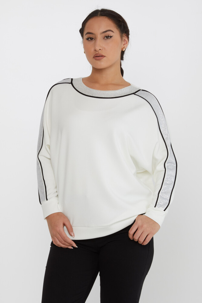 Sweatshirt Stone Détaillé Manches Longues Ecru - 2230 | KAZEE (Lot de 3 L-XL-2XL) - 1