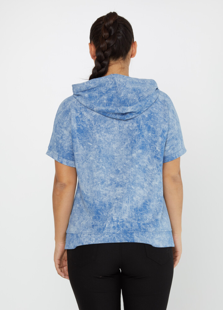 Sweat Zippé À Capuche Manches Courtes Bleu - 79992 | KAZEE (Lot de 3 M-L-XL) - 5