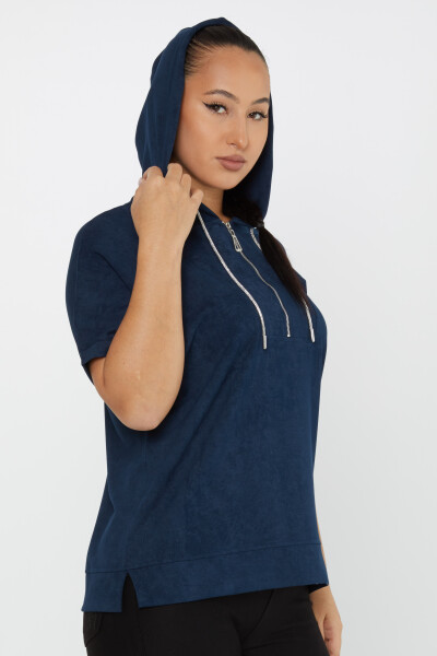 Sweat Zippé À Capuche Manches Courtes Indigo - 79992 | KAZEE (Lot de 3 M-L-XL) - 2