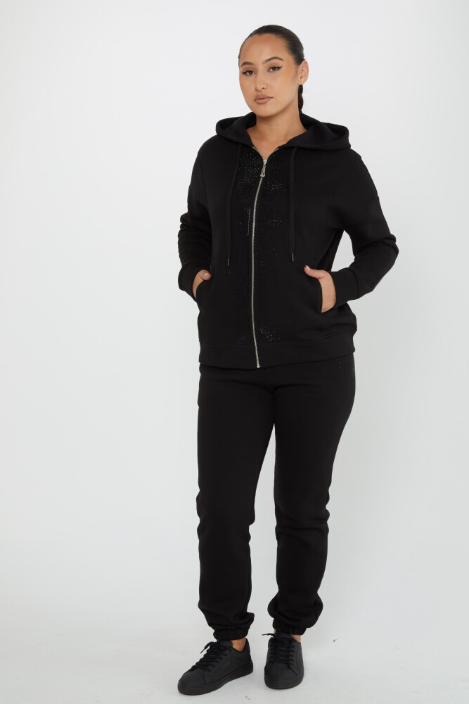 Tracksuit Set Zipper Detail Black - 17607 | KAZEE (Set of 4 S-M-L-XL) - 1