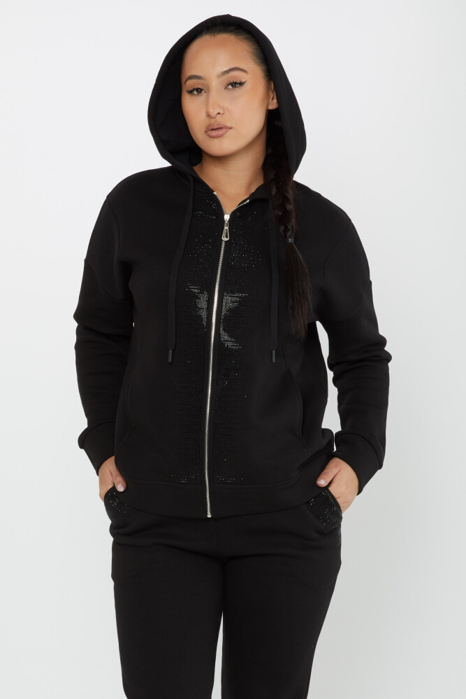 Tracksuit Set Zipper Detail Black - 17607 | KAZEE (Set of 4 S-M-L-XL) - 2