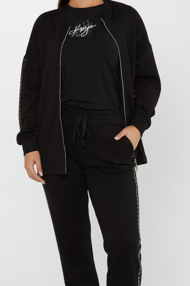 Tracksuit Set Zippered Black - 17615 | KAZEE (Set of 4 S-M-L-XL) - 5