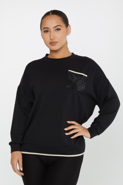 Sweatshirt Cep Detaylı Siyah - 2235 | KAZEE (3'lü Set L-XL-2XL) 