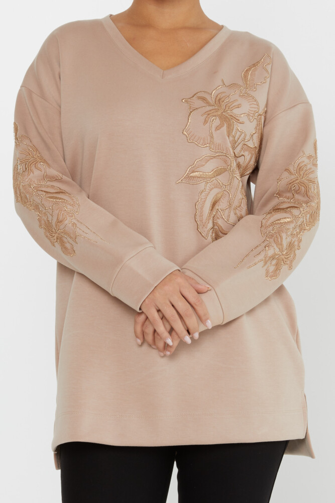 Sweatshirt Floral Embroidered Mink - 17781 | KAZEE (Set of 3 L-XL-2XL) - 3