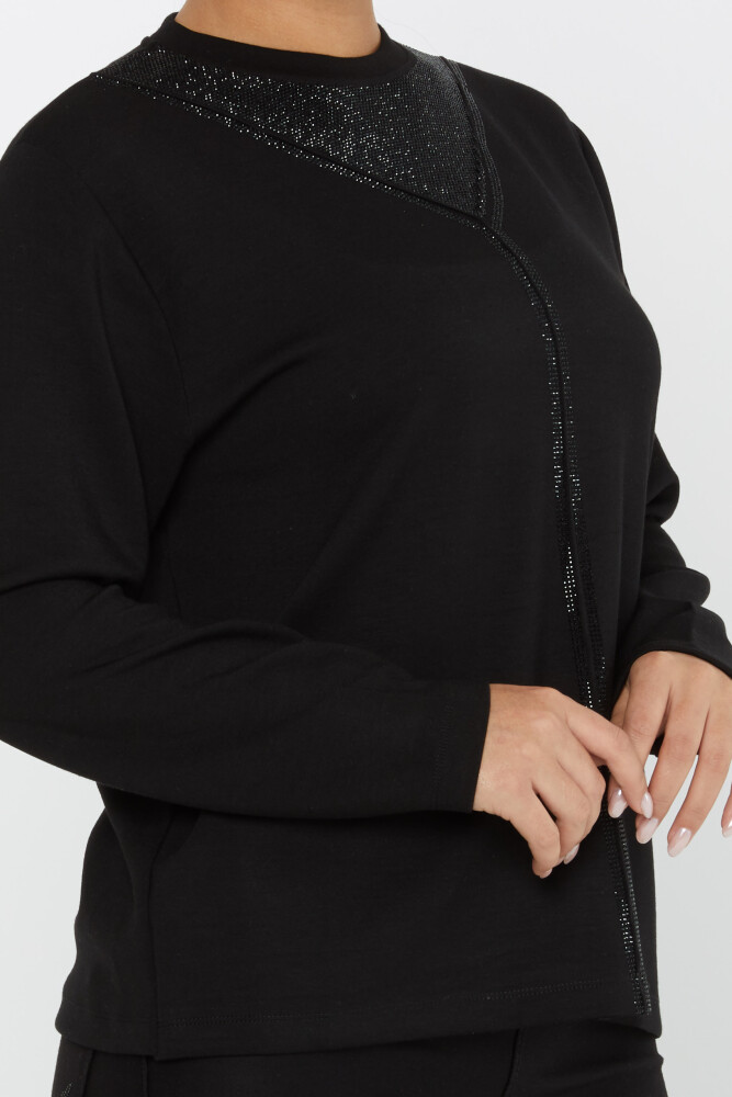 Sweatshirt Collar Stone Embroidered Black - 2231 | KAZEE (Set of 3 L-XL-2XL) - 4